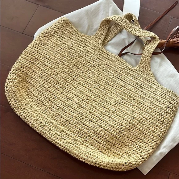 NEW Ulla Johnson Kamari Raffia and Leather Tassel Tote - Picture 6 of 6
